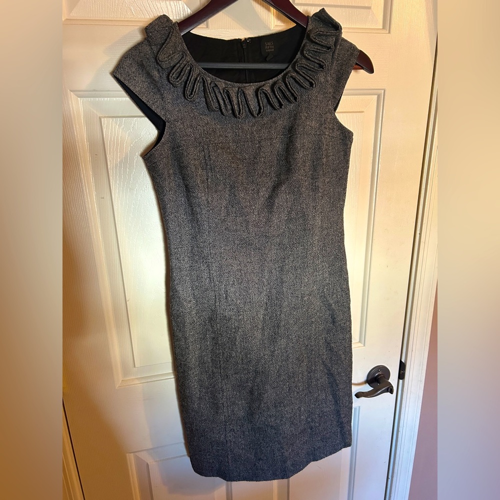 Wool Gray Tweed Sleeveless Dress